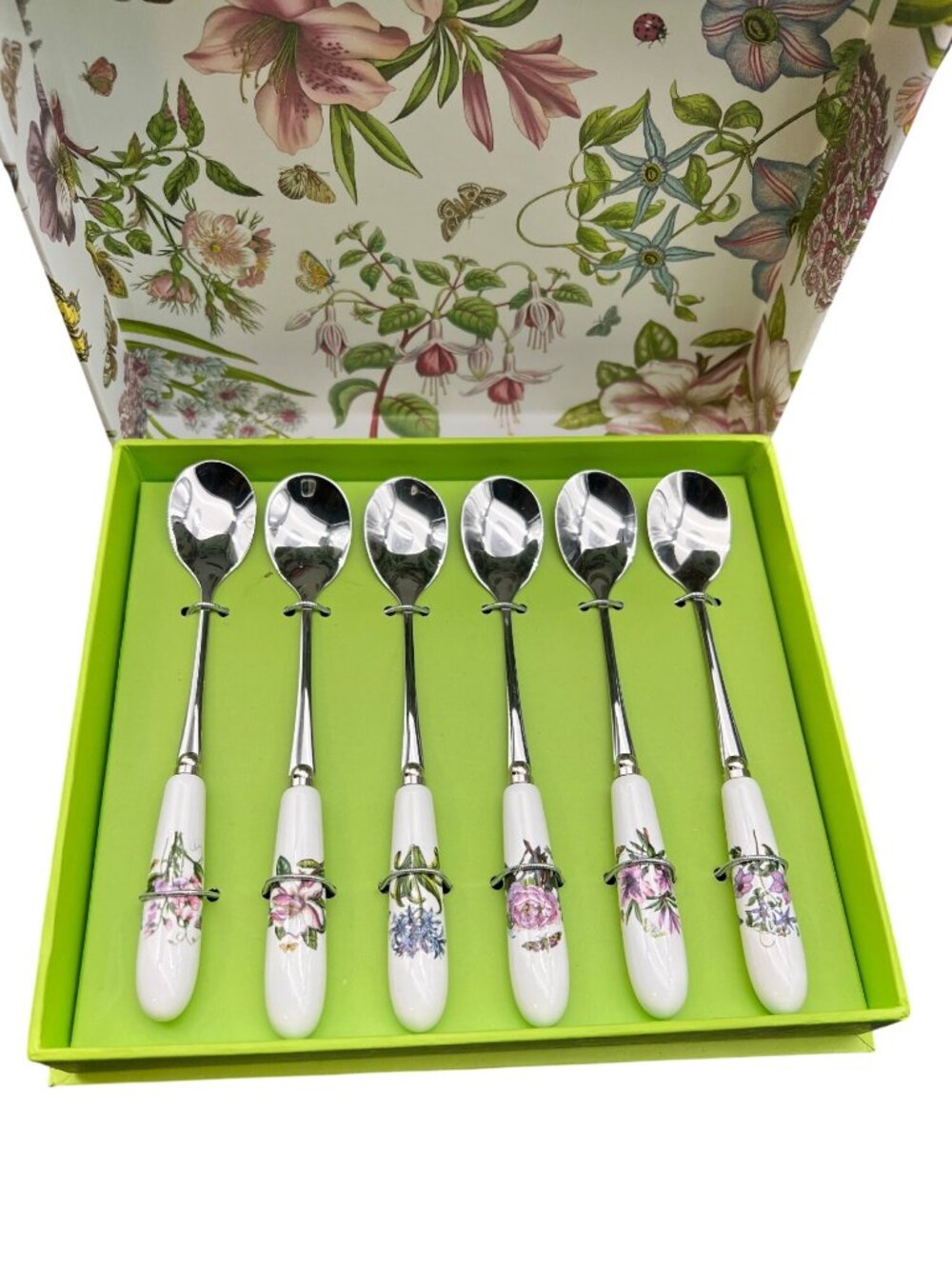 Portmeirion Botanic Garden 6 Piece Teaspoon Set With Floral Handles In Gift Box - Picture 5 of 6